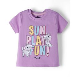 Babyhug Disney Single Jersey Knit Half Sleeves T-Shirt & Shorts Set with Marie Graphic - Multicolor