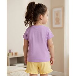 Babyhug Disney Single Jersey Knit Half Sleeves T-Shirt & Shorts Set with Marie Graphic - Multicolor