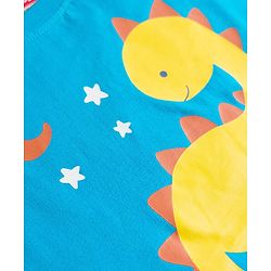 Babyhug Cotton Knit Half Sleeves T-Shirt & Pyjama Night Suit With Dino Print - Blue