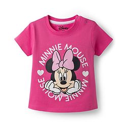 Babyhug Disney 100% Cotton Knit Half Sleeves T-Shirt & Joggers Set With Minnie Mouse Graphic - Multicolor
