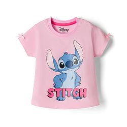 Babyhug Disney Single Jersey Knit Half Sleeves T-Shirt & Shorts Set With Lilo & Stitch Graphics - Multicolor