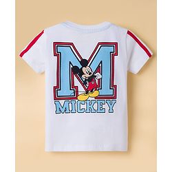 Babyhug Disney 100% Cotton Knit Half Sleeve T-Shirt With Front & Back Mickey Mouse Graphic -white