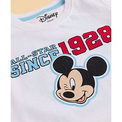 Babyhug Disney 100% Cotton Knit Half Sleeve T-Shirt With Front & Back Mickey Mouse Graphic -white