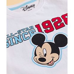 Babyhug Disney 100% Cotton Knit Half Sleeve T-Shirt With Front & Back Mickey Mouse Graphic -white