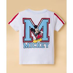 Babyhug Disney 100% Cotton Knit Half Sleeve T-Shirt With Front & Back Mickey Mouse Graphic -white
