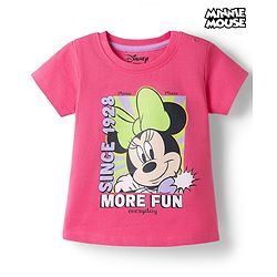 Babyhug Disney Single Jersey Knit Half Sleeves T-Shirt With Minnie Mouse Graphics - Pink
