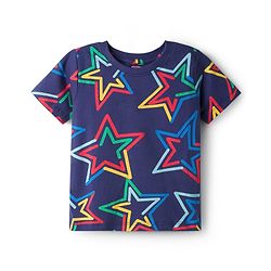 Babyhug Cotton Knit Half Sleeves T-Shirt & Pyjama Co-ord Night Suit With Star Print - Navy Blue