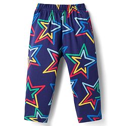 Babyhug Cotton Knit Half Sleeves T-Shirt & Pyjama Co-ord Night Suit With Star Print - Navy Blue