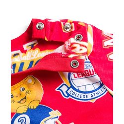 Babyhug Cotton Knit Half Sleeves T-Shirt & Pyjama Co-ord Night Suit With Text Print - Red