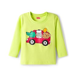 Babyhug Cotton Knit Full Sleeves T-Shirt & Pyjama Night Suit With Animal & Car Print - Green