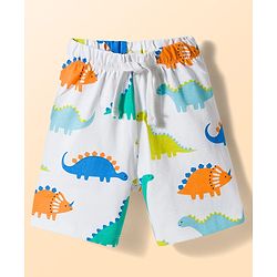 Babyhug Cotton Knit Half Sleeves Vehicles Printed Co-Ords T-Shirt & Shorts Night Suit - White