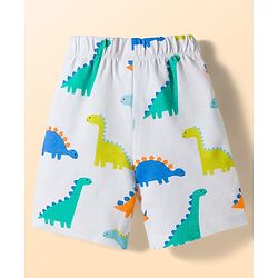 Babyhug Cotton Knit Half Sleeves Vehicles Printed Co-Ords T-Shirt & Shorts Night Suit - White
