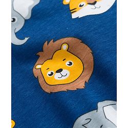 Babyhug Cotton Knit Half Sleeves Animal Printed Co-Ords T-Shirt & Shorts Night Suit - Navy Blue