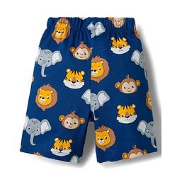 Babyhug Cotton Knit Half Sleeves Animal Printed Co-Ords T-Shirt & Shorts Night Suit - Navy Blue