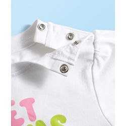 Babyhug Cotton Knit Half Sleeves T-Shirt & Capri Night Suit With Text & Polka Dot Print - White & Pink