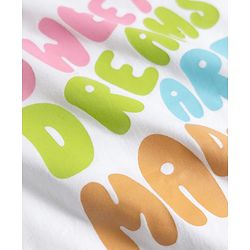 Babyhug Cotton Knit Half Sleeves T-Shirt & Capri Night Suit With Text & Polka Dot Print - White & Pink