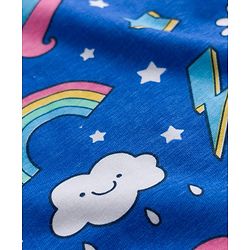 Babyhug Cotton Knit Half Sleeves Unicorn Theme Printed Co-Ords T-Shirt & Capri Night Suit - Blue