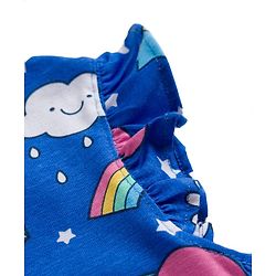 Babyhug Cotton Knit Half Sleeves Unicorn Theme Printed Co-Ords T-Shirt & Capri Night Suit - Blue