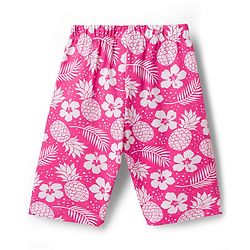 Babyhug Cotton Knit Half Sleeves T-Shirt & Capri Co-ord Night Suit With Floral Print - Pink