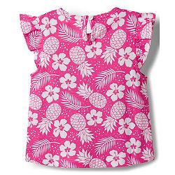 Babyhug Cotton Knit Half Sleeves T-Shirt & Capri Co-ord Night Suit With Floral Print - Pink