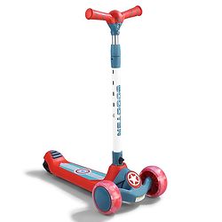 Babyhug Glider 3 Wheel Kids Kick Scooter with LED Wheels - Red Blue| Adjustable Height| Weight Capacity Upto 50 Kg| Toy for 2 to 12 yrs Boys & Girls| Activity Gifting Option| Compact Fold| Lean-to-Steer