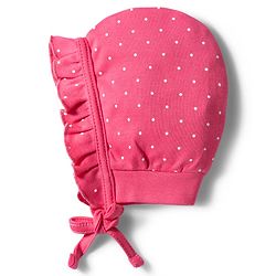 Babyhug 100% Cotton Interlock Knit Baby Caps With Floral & Polka Dots Print Pack of 2 Multicolor - Diameter 10 cm