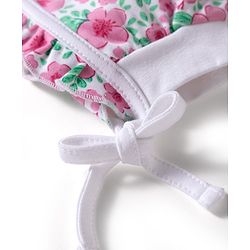 Babyhug 100% Cotton Interlock Knit Baby Caps With Floral & Polka Dots Print Pack of 2 Multicolor - Diameter 10 cm