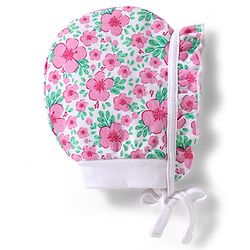 Babyhug 100% Cotton Interlock Knit Baby Caps With Floral & Polka Dots Print Pack of 2 Multicolor - Diameter 10 cm