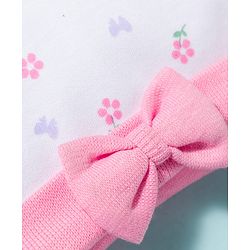 Babyhug 100% Cotton Knit Cap Mittens & Booties With Floral Print Multicolor - Diameter 9.5 cm