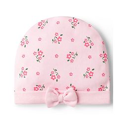 Babyhug 100% Cotton Knit Cap Mittens & Booties with Floral Print Multicolor - Diameter 15.5 cm