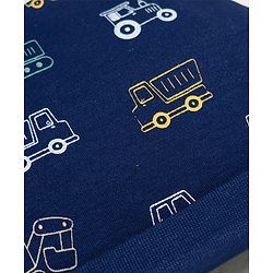 Babyhug 100% Cotton Knit Cap Mittens & Booties With Vehicle Print Multicolor - Diameter 16 cm
