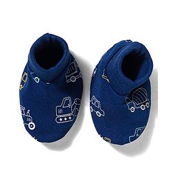 Babyhug 100% Cotton Knit Cap Mittens & Booties With Vehicle Print Multicolor - Diameter 16 cm