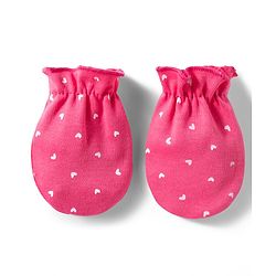 Babyhug 100% Cotton Knit Mittens & Booties With Heart Print - Multicolor