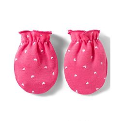 Babyhug 100% Cotton Knit Mittens & Booties With Heart Print - Multicolor