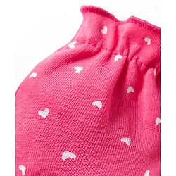 Babyhug 100% Cotton Knit Mittens & Booties With Heart Print - Multicolor
