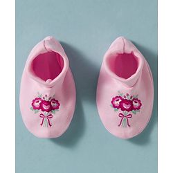 Babyhug 100% Cotton Knit Floral Printed Mittens & Booties Set - Pink