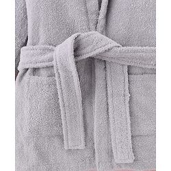 Babyhug Terry Knit Full Sleeves  Hooded Bath Robe With Elephant Applique - Grey