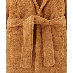 Babyhug Knit Terry Unisex Bath Robe With Fox Hood - Brown