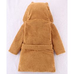 Babyhug Knit Terry Unisex Bath Robe With Fox Hood - Brown