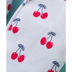 Babyhug 100% Cotton Knit Mittens & Booties With Cherry Print - Multicolor