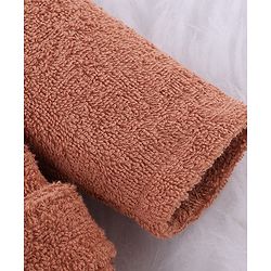 Babyhug Knit Terry Unisex Bath Robe With Monkey Hood - Brown