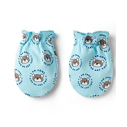 Babyhug 100% Cotton Knit Mittens & Booties with Teddy Print - Multicolor