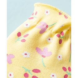 Babyhug 100% Knit Cotton Mittens & Booties With Floral Print - Multicolor