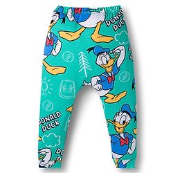 Babyhug Disney Interlock Knit Full Length Diaper Leggings with Donald Duck Graphic & Stripes Pack of 3 - Multicolor