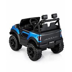 Babyhug Battery Operated Ride on Jeep with Music & LED Lights - Blue| Rechargeable Battery|Openable Doors| AUX|Remote Control|Easy to Assemble| Forward & Reverse| Magic Swing Movement