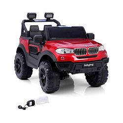 Babyhug Battery Operated Ride on Jeep with Music & LED Lights - Blue| Rechargeable Battery|Openable Doors| AUX|Remote Control|Easy to Assemble| Forward & Reverse| Magic Swing Movement