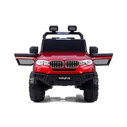 Babyhug Battery Operated Ride on Jeep with Music & LED Lights - Blue| Rechargeable Battery|Openable Doors| AUX|Remote Control|Easy to Assemble| Forward & Reverse| Magic Swing Movement