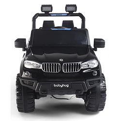 Babyhug Battery Operated Ride on Jeep with Music & LED Lights - Blue| Rechargeable Battery|Openable Doors| AUX|Remote Control|Easy to Assemble| Forward & Reverse| Magic Swing Movement
