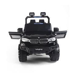 Babyhug Battery Operated Ride on Jeep with Music & LED Lights - Blue| Rechargeable Battery|Openable Doors| AUX|Remote Control|Easy to Assemble| Forward & Reverse| Magic Swing Movement