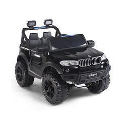 Babyhug Battery Operated Ride on Jeep with Music & LED Lights - Blue| Rechargeable Battery|Openable Doors| AUX|Remote Control|Easy to Assemble| Forward & Reverse| Magic Swing Movement